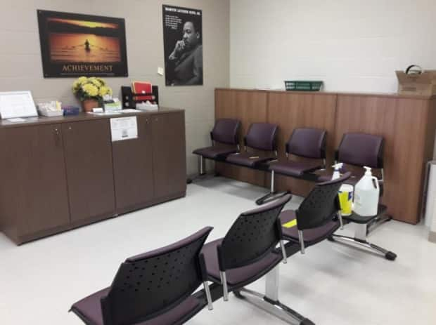 Shirley Joubert is going to transform this waiting room at Moncton High School into a relaxing space for students who are feeling overwhelmed. She plans to paint it blue, bring in some plants and furnish it with bean-bag chairs.