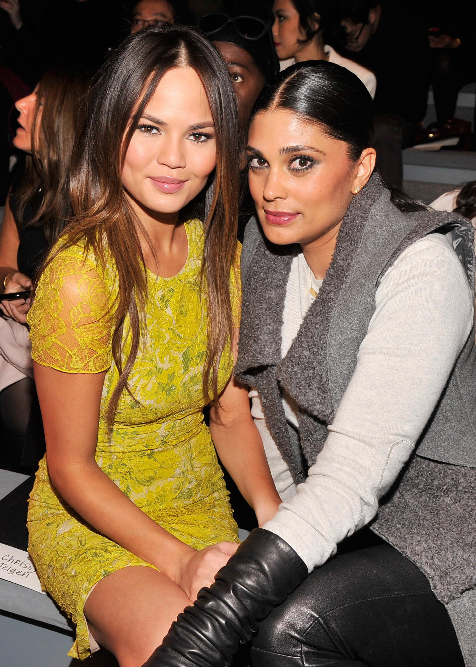 NEW YORK, NY - FEBRUARY 12:  Model Chrissy Teigen and Rachel Roy attend the Vera Wang Fall 2013 fashion show during Mercedes-Benz Fashion Week at The Stage at Lincoln Center on February 12, 2013 in New York City.  (Photo by Stephen Lovekin/Getty Images for Mercedes-Benz Fashion Week)