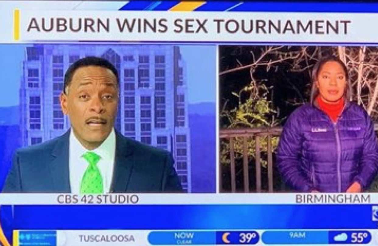 CBS 42 in Birmingham named the Auburn Tigers basketball team winners of a “sex tournament” instead of the “SEC Tournament.” (Photo: Facebook)