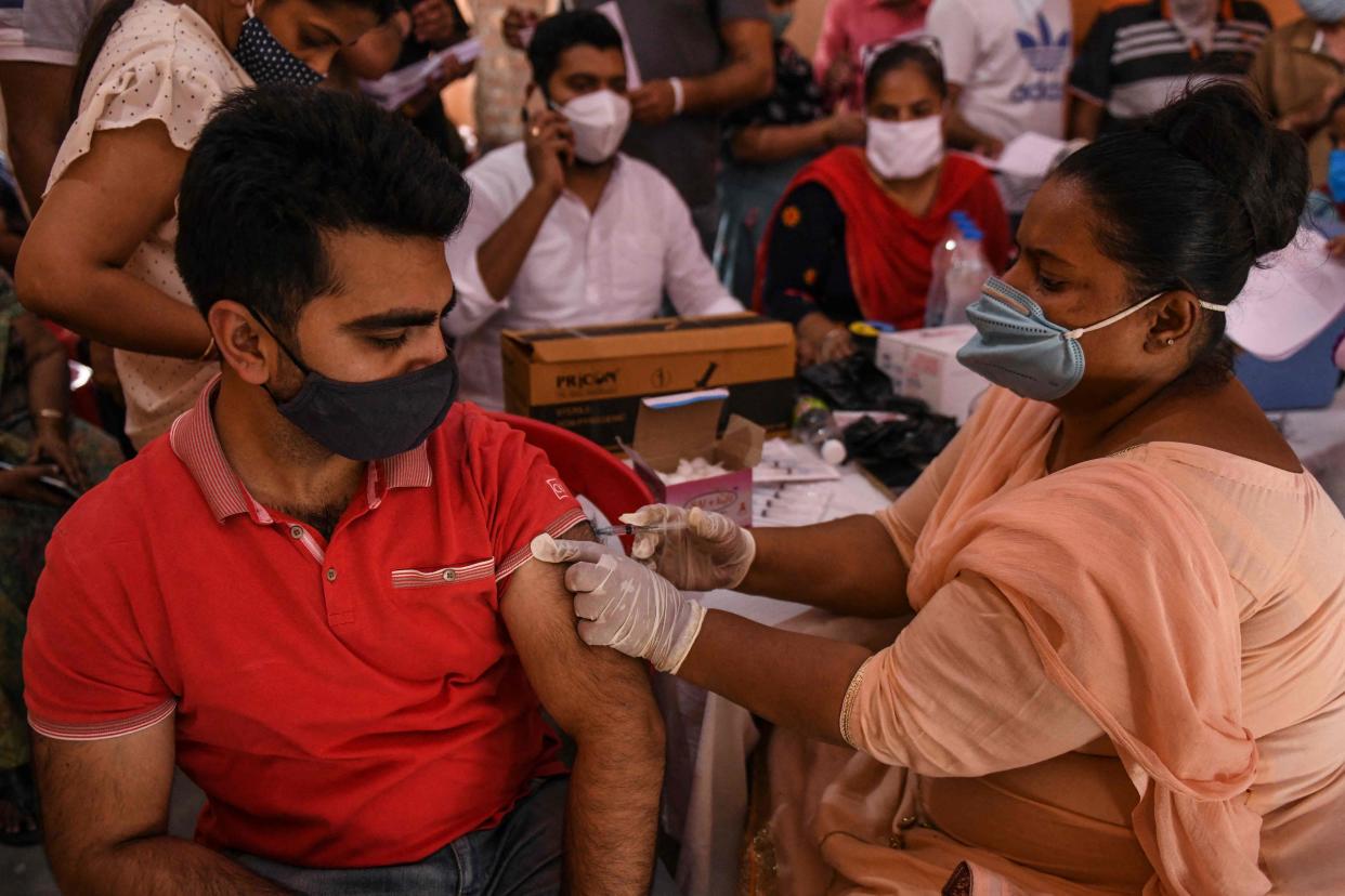 A health worker during a vaccination camp in Amritsar, India, on 8 June, 2021.    (AFP via Getty Images)