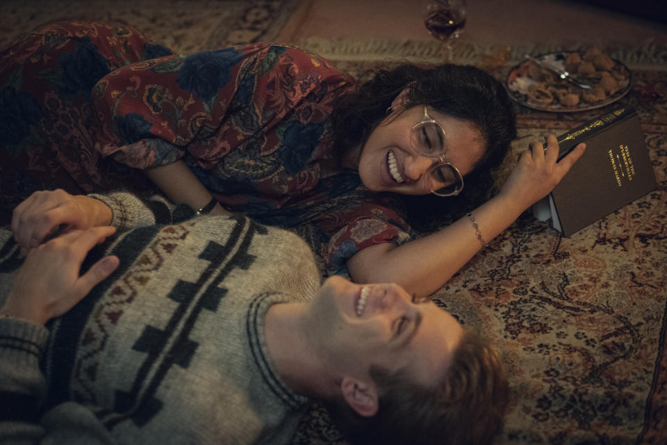 Ambika Mod as Emma and Leo Woodall as Dexter in One Day. (Netflix)