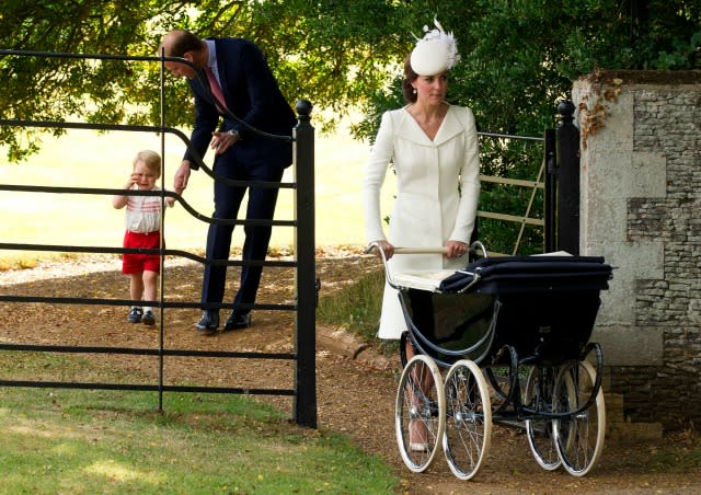 Prince George is getting the hang of this whole "being royalty" thing at nearly two years old, but it can become a little much at times! While at his sister, Princess Charlotte's christening over the weekend, the little guy showed that even though he's a supportive big brother, he can definitely make it reign sometimes! <strong>VIDEO: Princess Charlotte Christened In Same Church Princess Diana Was Baptized In </strong> Getty Images Not to take pleasure in your pouting, George, but that pout is so pro! And just look at him grumpy-mug the cameras. Getty Images Awwww, you cute little grumper! <strong>PHOTOS: Princess Charlotte of Cambridge's First Pics </strong> He's just a little heirritable right now. Getty Images Luckily, he can't keep up his pout when he peeks into his sister's stroller! All in the day of a prince! Getty Images <strong>PHOTOS: A Royal Family Photo Album </strong> Here's hoping England's sure-footed leader got a much needed nap. Getty Images Keep it regal, little George! Now, this old interview of Princess Diana talking about her hopes for Prince Williams future will bring you to pieces.
