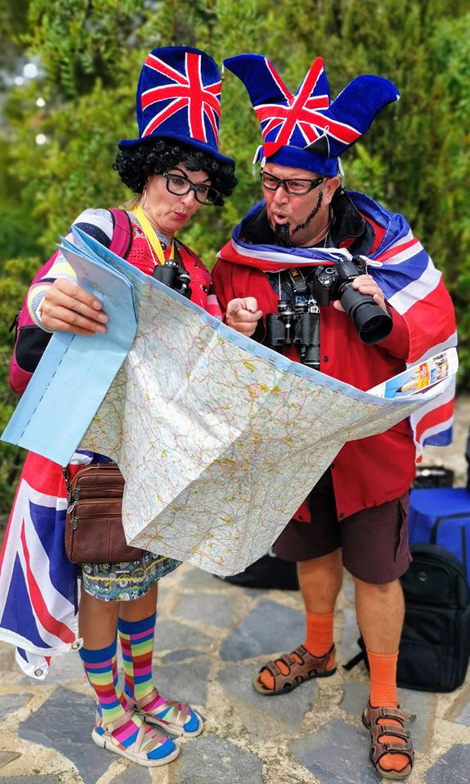 Jo and Pete's 'tourists in London' themed costumes (PA Real Life/Collect)