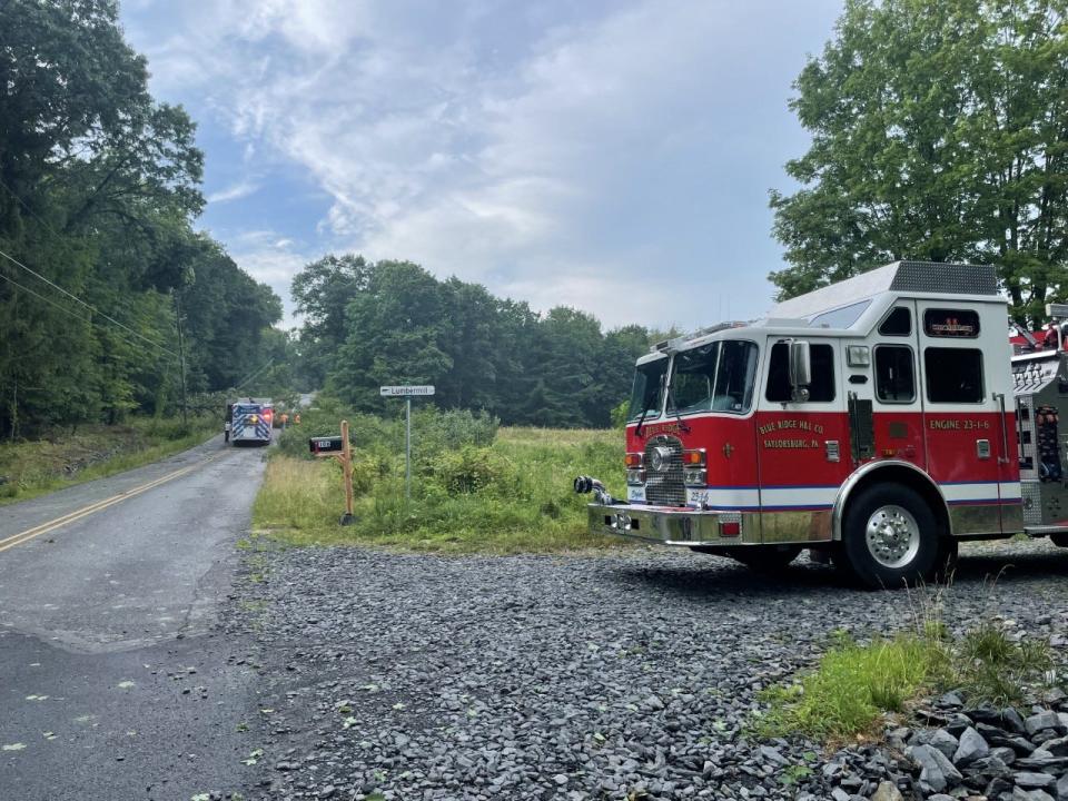 A Blue Ridge Hook and Ladder truck parks near Lumbermill Road on July 12, 2022.