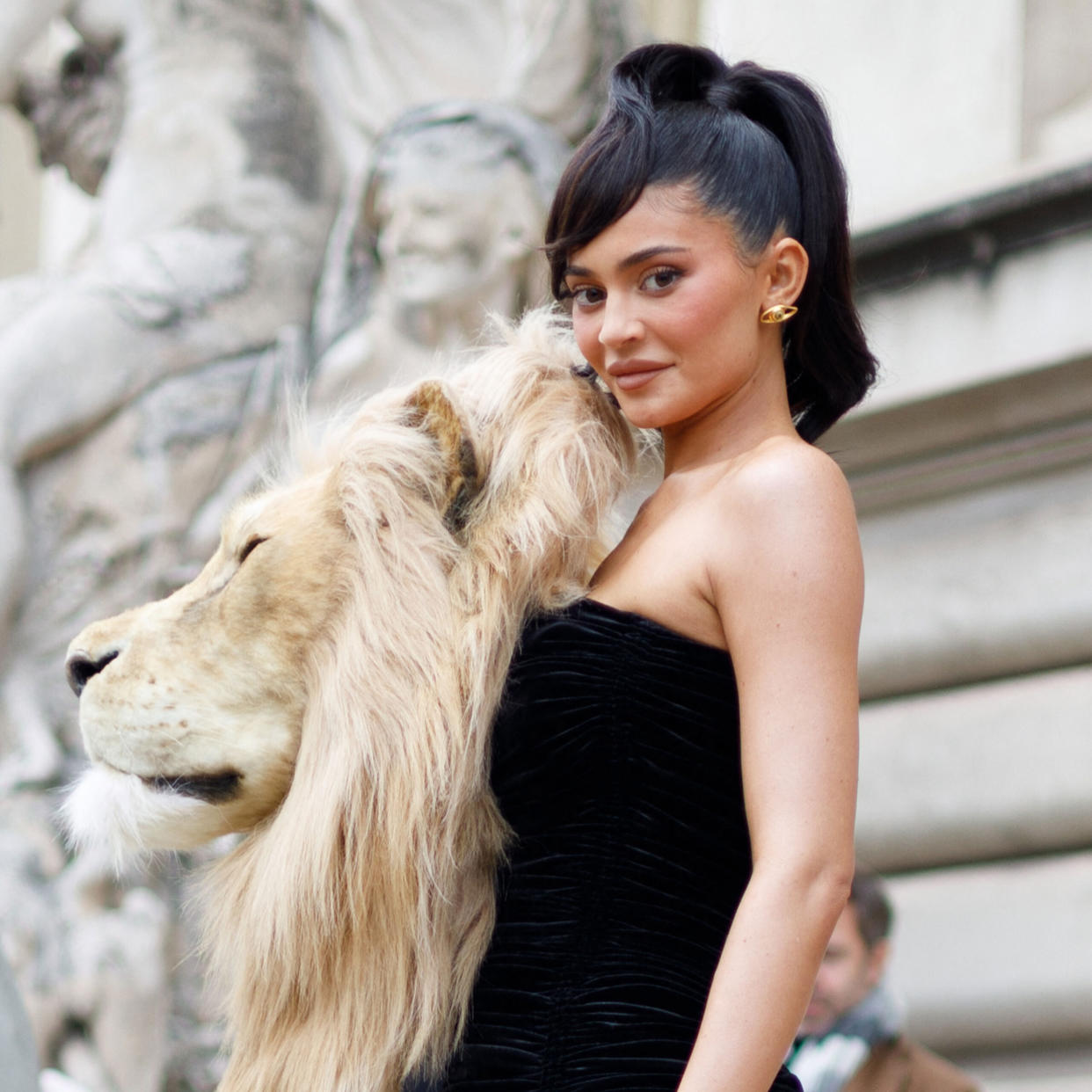 Kylie Jenner faux lion Paris Fashion Week