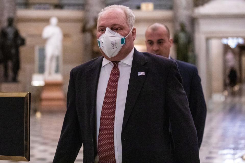 House Majority Leader Steve Scalise, R-La., walks towards the House chamber at the U.S. Capitol on November 14, 2023 in Washington, DC.