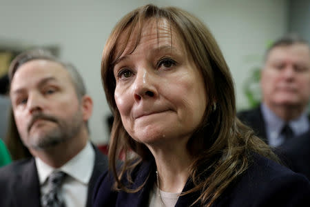 FILE PHOTO: General Motors (GM) Chairman and CEO Mary T. Barra speaks to media after a meeting with Michigan Congressional delegation on Capitol Hill in Washington, U.S., on Dec. 6, 2018. REUTERS/Yuri Gripas/File Photo