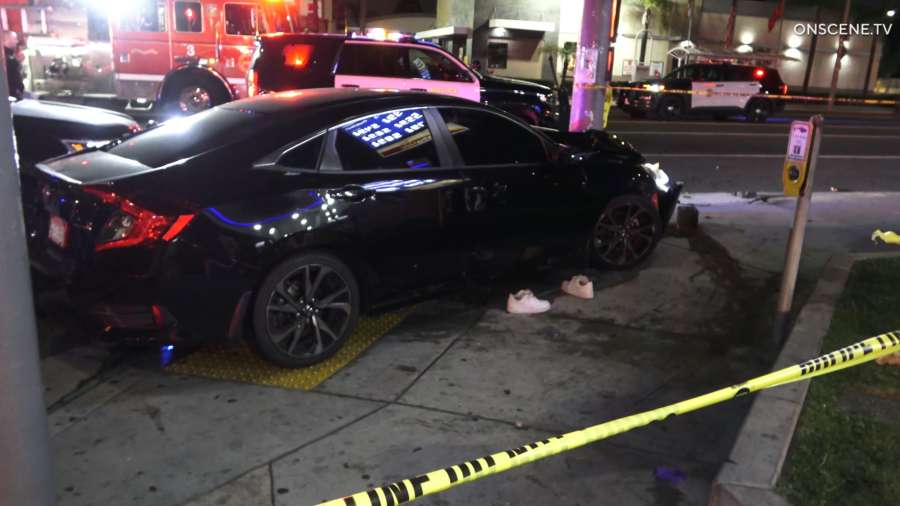 Three suspects were arrested following a stolen vehicle pursuit in Long Beach on April 22, 2024.