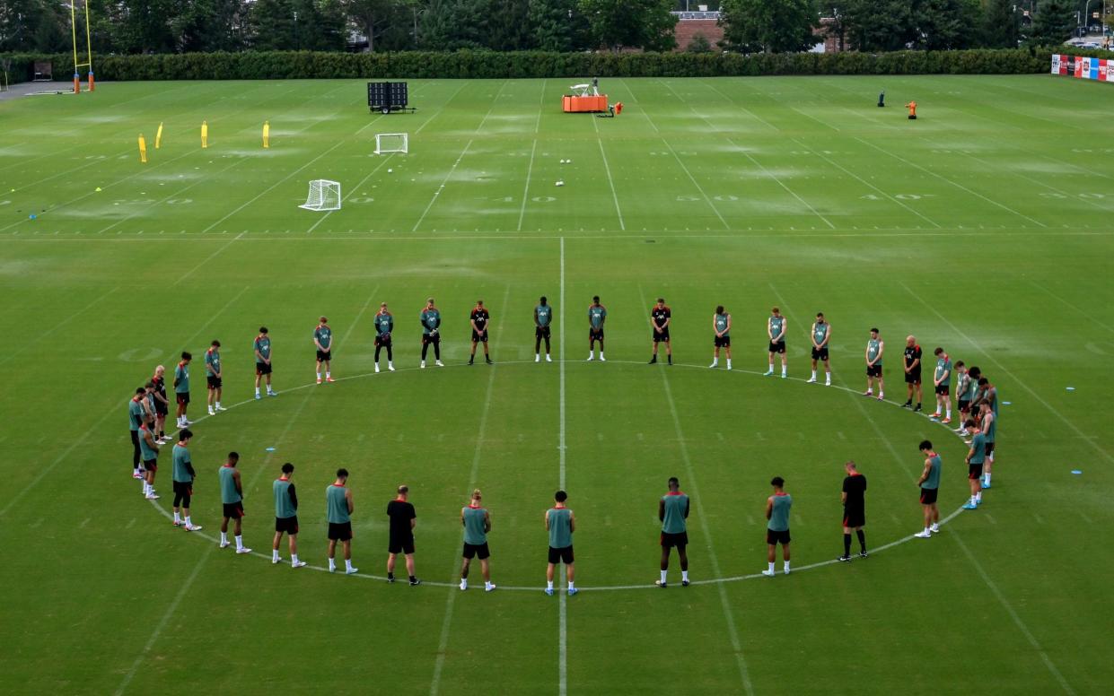 Liverpool players and staff hold a minutes silence for victims of the Southport massacre at the NovaCare Complex