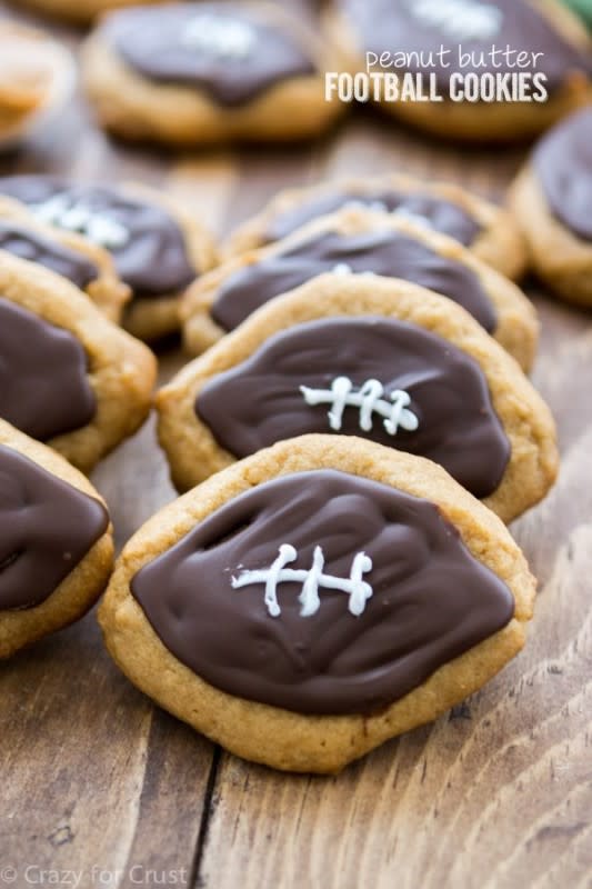 <p>Crazy for Crust</p><p><strong>Get the recipe: </strong><a href="https://www.crazyforcrust.com/peanut-butter-football-cookies/" rel="nofollow noopener" target="_blank" data-ylk="slk:PB Football Cookies;elm:context_link;itc:0;sec:content-canvas" class="link "><strong>PB Football Cookies</strong></a></p>