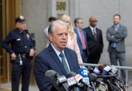 Stan Pottinger speaks to the media outside of the Southern District of New York federal courthouse in New York City
