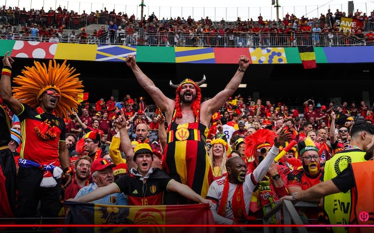 Toda la fiesta belga en las tribunas, antes del partido con Eslovaquia