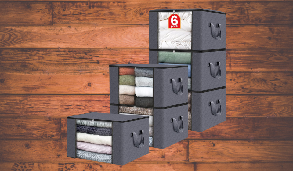 grey storage totes with handles