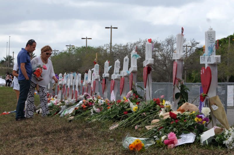 On February 14, 2018, a 19-year-old who had been expelled for discipline problems walked into Marjory Stoneman Douglas High School in Parkland, Fla., and fatally shot 17 people, including 14 students. File Photo by Gary Rothstein/UPI