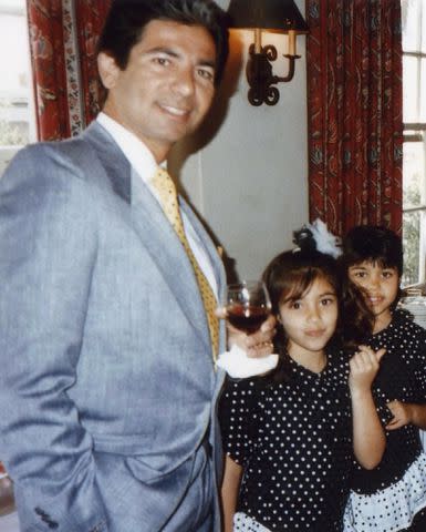 <p>Kim Kardashian /Instagram</p> Kim Kardashian shares an old photo of herself, father Robert Kardashian Sr., and sister Kourtney Kardashian Barker