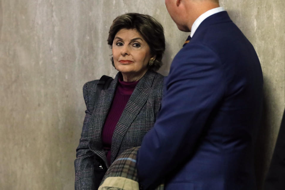 Attorney Gloria Allred waits to enter the courtroom for the Harvey Weinstein trial at State Supreme Court in New York, Monday, Jan. 6, 2020. Weinstein is on trial on charges of rape and sexual assault, more than two years after a torrent of women began accusing him of misconduct. (AP Photo/Richard Drew)