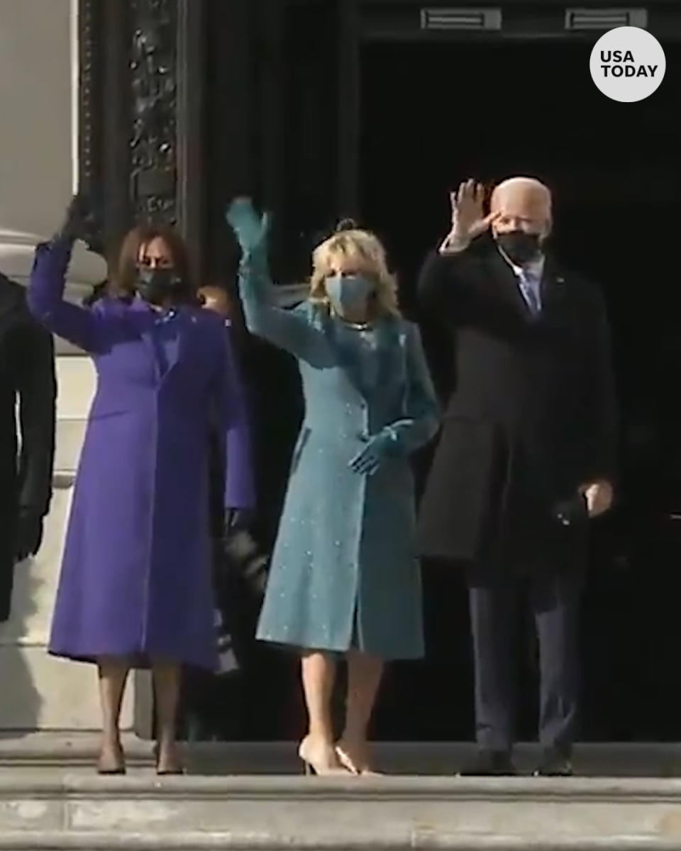 President-elect Joe Biden and Vice President-elect Kamala Harris ascend the steps of the Capitol before Inauguration.