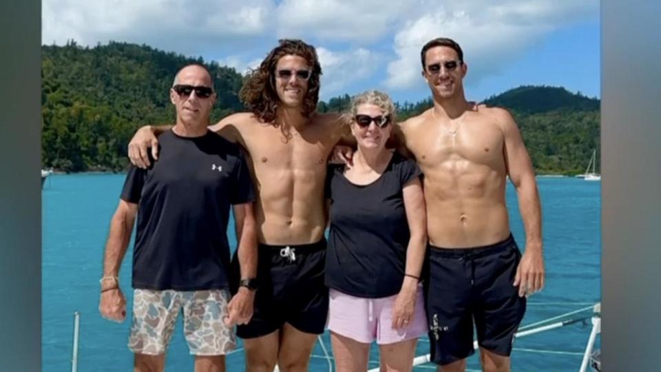 Callum and Jake Robinson with their parents