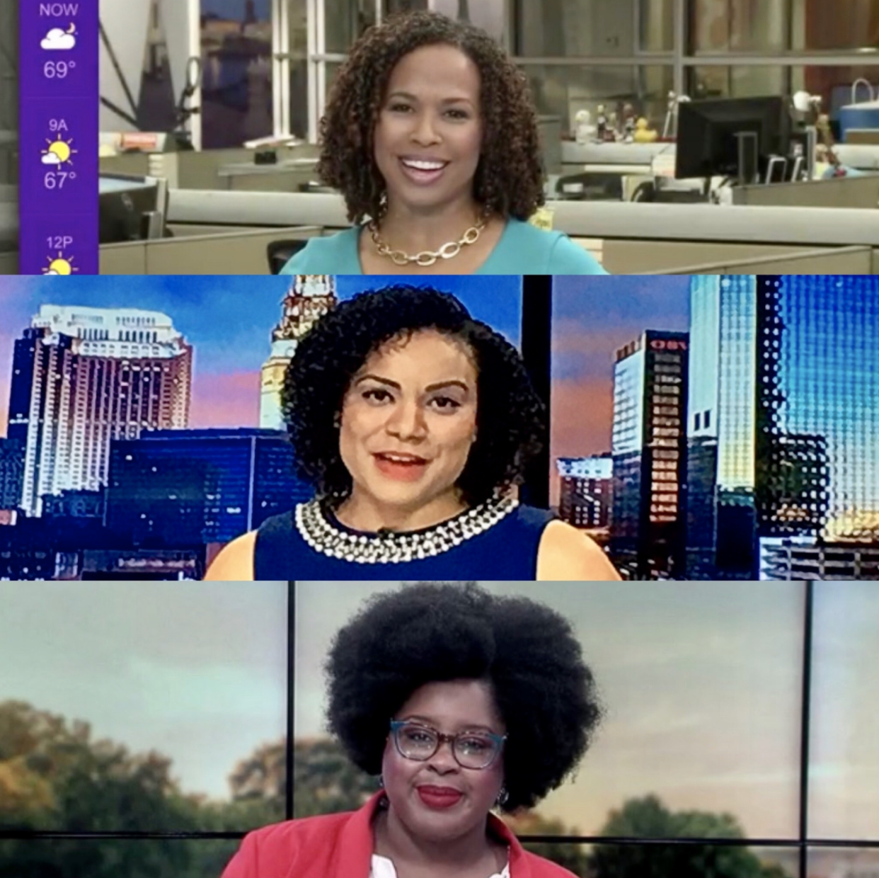 More Black newscasters are embracing their natural hair as conversations around racial injustice make way for on-air representation. (Photo: Twitter/Sia Nyorkor)