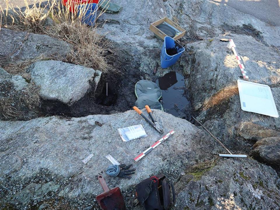 The rocky area of the schoolyard where Elise was playing.