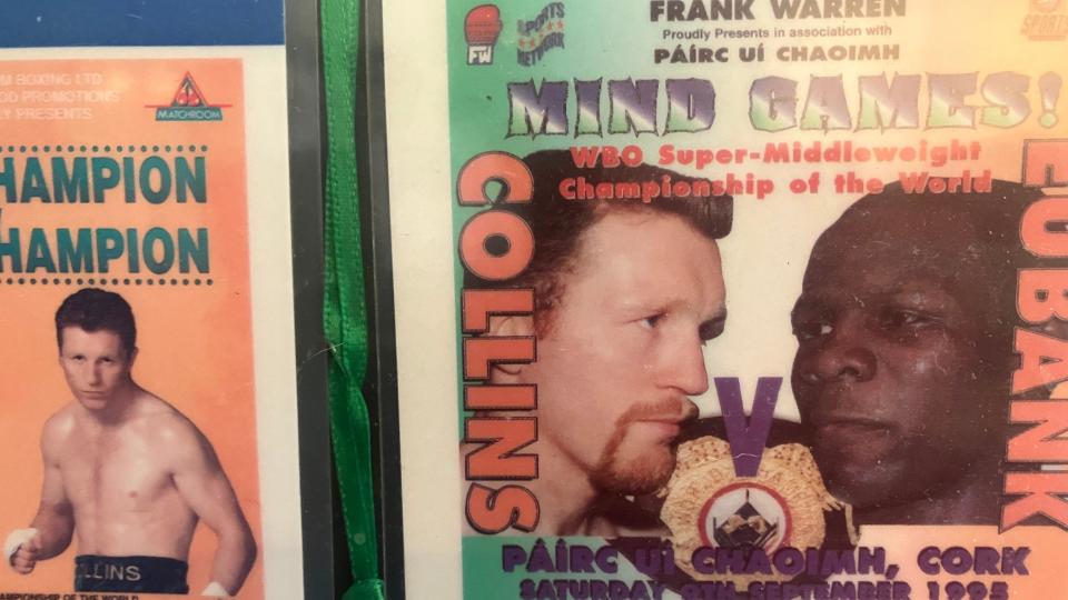 Carteles que muestran la pelea entre Collins y Eubank en Cork en 1995