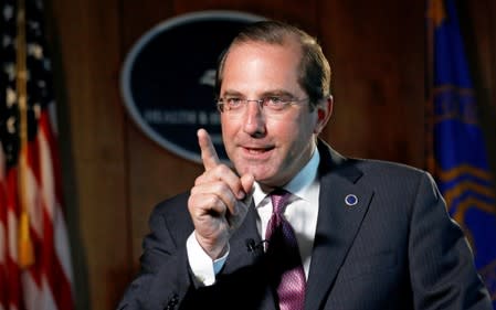 FILE PHOTO: U.S. Health and Human Services Secretary Alex Azar speaks during an interview with Reuters in Washington