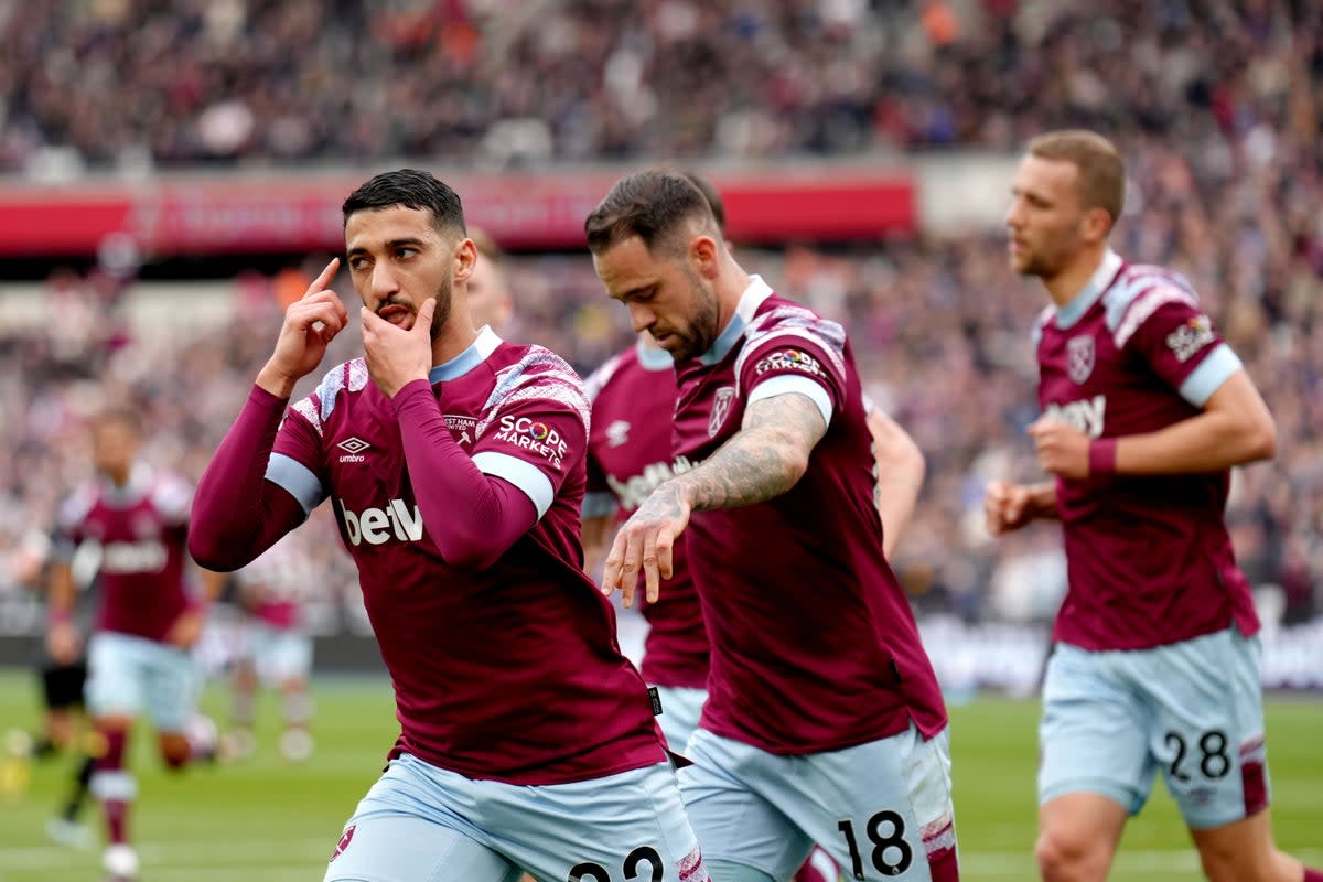 Said Benrahma (left) celebrates after scoring against Aston Villa (John Walton/PA) (PA Wire)