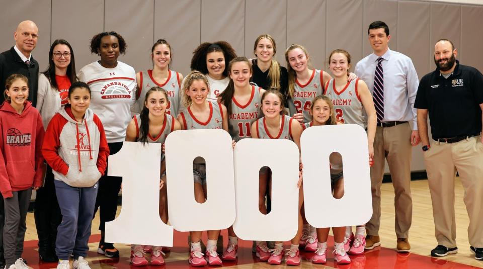 Canandaigua girls basketball player Kyleigh Chapman became the 10th player in program history to reach 1,000 career points, in a win over Brighton Tuesday, Jan. 23.