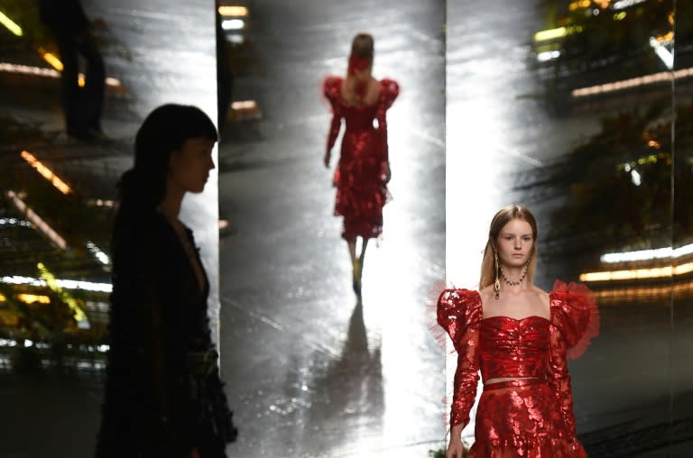 Models wearing the designs of Rodarte, which left New York fashion week for Paris in 2017