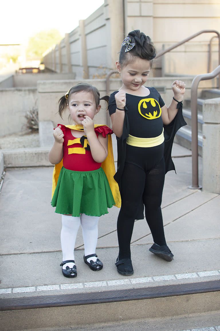 <p>You'll need your partner in crime for this costume. Was there ever a better duo than Batman and Robin?</p><p><strong>Get the tutorial at <a href="https://hairtodream.com/batman-robin/" rel="nofollow noopener" target="_blank" data-ylk="slk:Hair to Dream;elm:context_link;itc:0;sec:content-canvas" class="link ">Hair to Dream</a>.</strong></p><p><strong><a class="link " href="https://www.amazon.com/flic-flac-inches-Assorted-Fabric-Patchwork/dp/B01GCRXBVE/?tag=syn-yahoo-20&ascsubtag=%5Bartid%7C10050.g.21345654%5Bsrc%7Cyahoo-us" rel="nofollow noopener" target="_blank" data-ylk="slk:SHOP FELT;elm:context_link;itc:0;sec:content-canvas">SHOP FELT</a><br></strong></p>