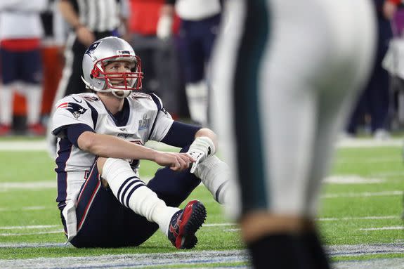 Another extra sad angle of Tom Brady sitting on his sad butt.