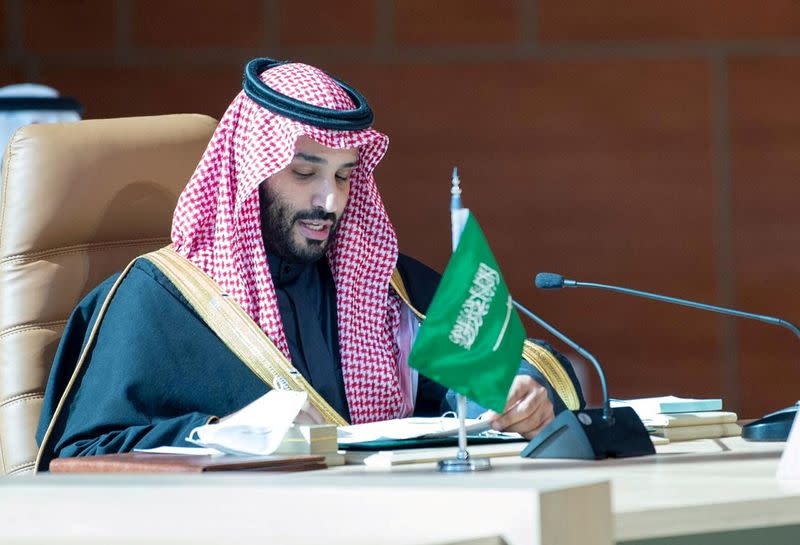 FILE PHOTO: Saudi Arabia's Crown Prince Mohammed bin Salman speaks during the Gulf Cooperation Council's (GCC) 41st Summit in Al-Ula