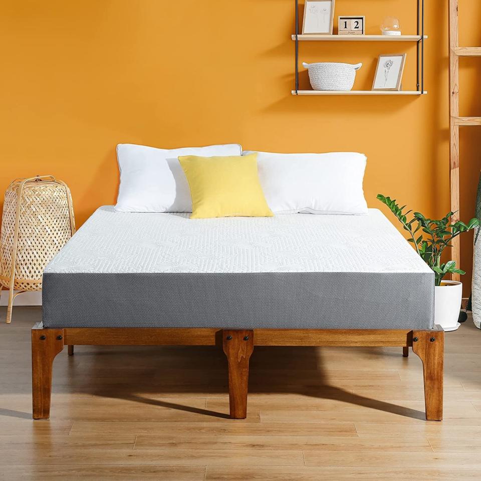 olee mattress on wood bed frame