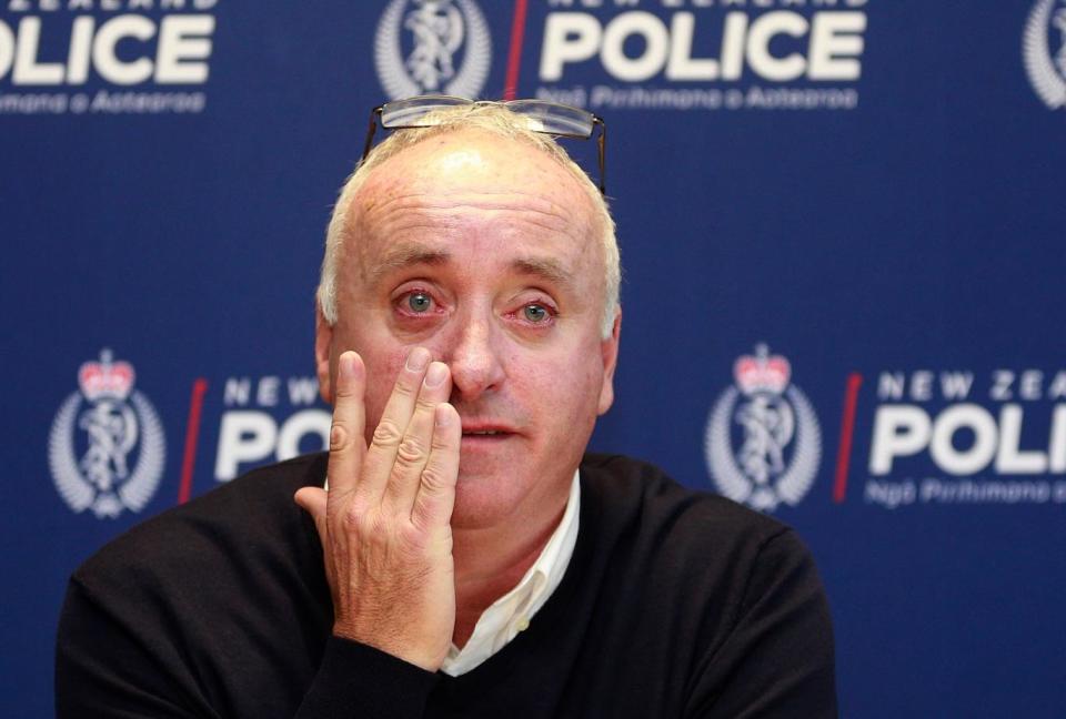 David Millane, father of backpacker Grace Millane, speaking at a press conference in Auckland, New Zealand during the search for her (AP)