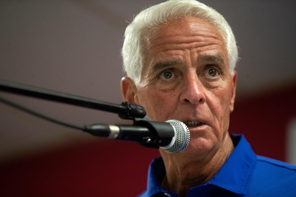 Charlie Crist speaks during the monthly Faith Leaders Council Meeting at Bethel Family Life Center on Monday, Aug. 15, 2022 in Tallahassee, Fla. 