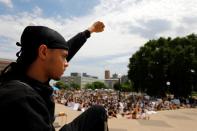 Protesters gather near the Minnesota State Capitol to Peacefully Demonstrate