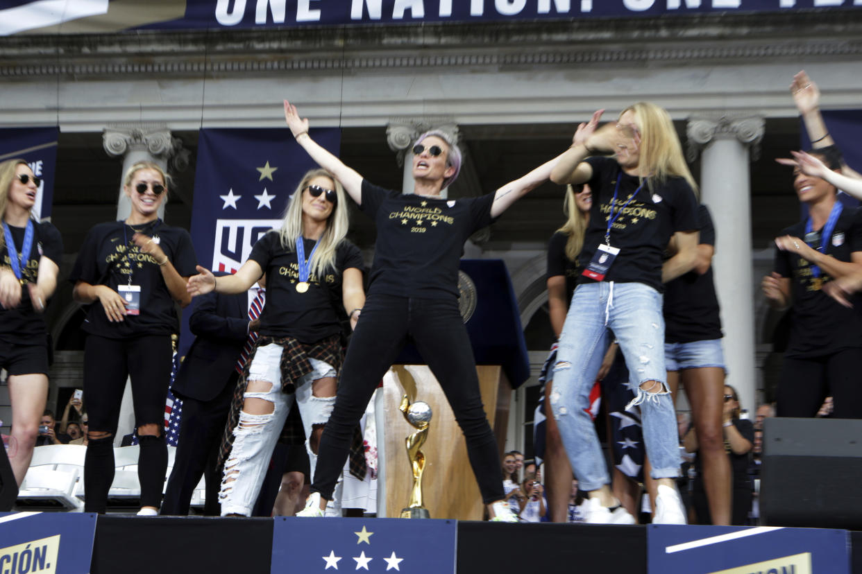 NEW YORK, NEW YORK-JULY 10: Team USA 2019 FIFA Women's World Cup Champions attend the 2019 FIFA Women's World Cup Celebration held at New York City Hall Plaza on July 10, 2019 in New York City. Photo Credit: Mpi43/MediaPunch /IPX