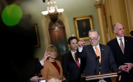 Senate Minority Leader Chuck Schumer (D-NY) speaks during a news conference on Capitol Hill in Washington, U.S., February 6, 2018. REUTERS/Joshua Roberts