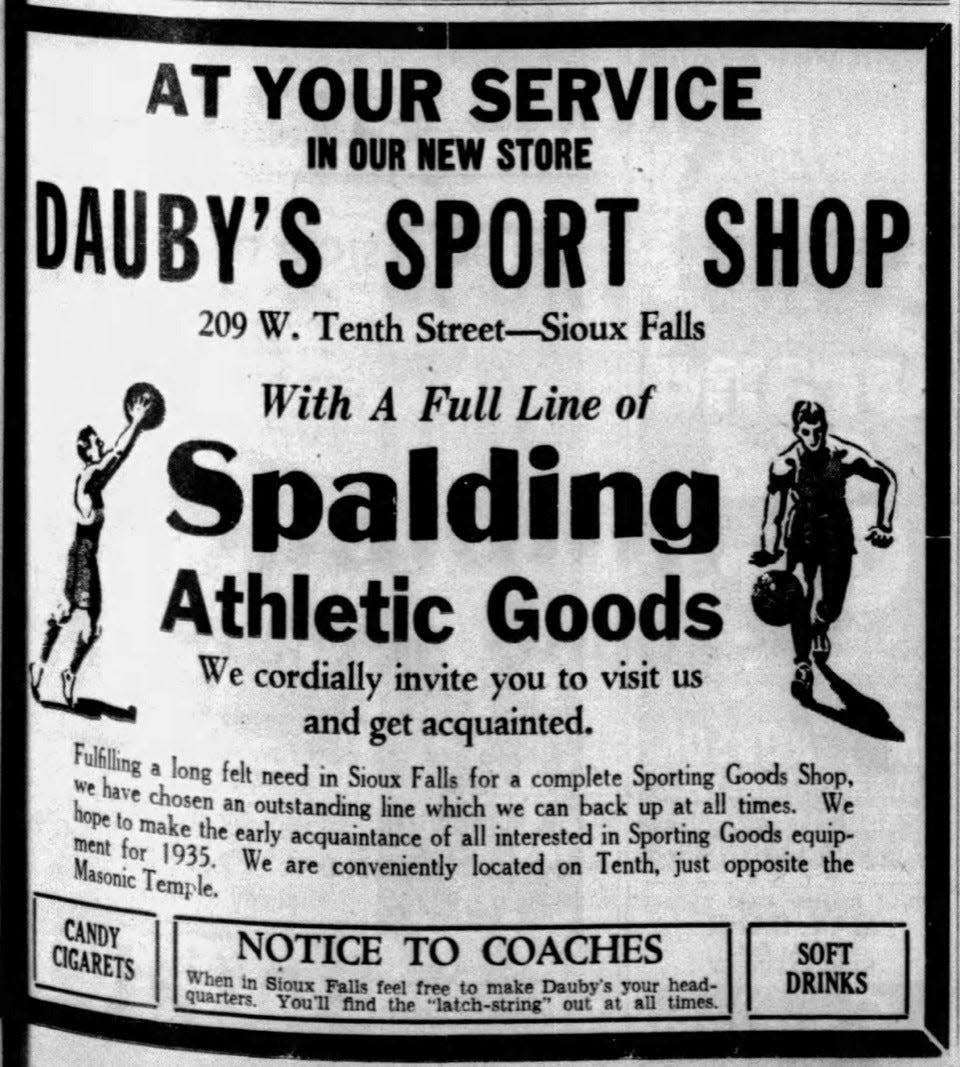 Advertisement for Dauby's Sports Shop