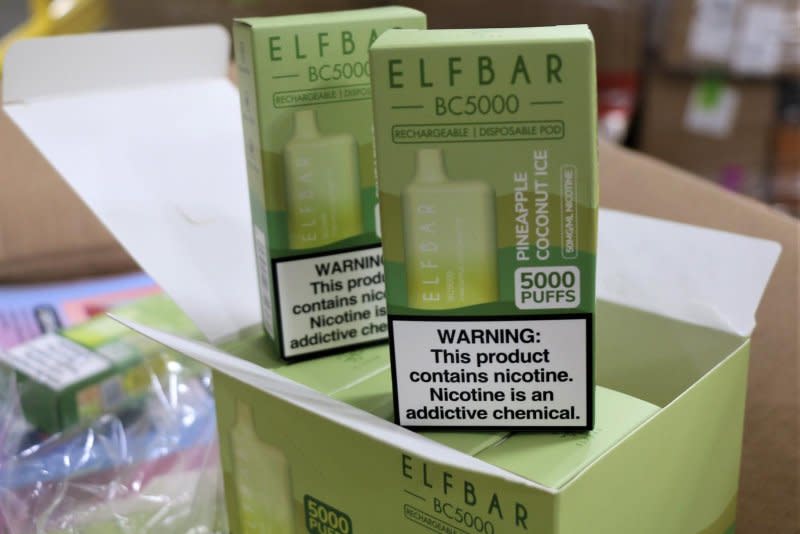 Boxes of Elf Bar seized during a joint federal operation that resulted in the seizure of 1.4 million units of illegal e-cigarettes. Photo courtesy of FDA