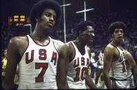 <p>Yes, 1972 brought the first ever loss for Team USA basketball since the sport began Olympic play in 1936....but that wasn't why it was such a big deal. It was the <em>how</em> of the loss: With just three seconds left on the clock<span class="redactor-invisible-space">, the Russians were down, and the officials got sloppy, giving them another chance to inbound the ball after unsuccessfully attempting it once. (That is not the way the game is usually played.) </span><span class="redactor-invisible-space">"Forty years later, it is still being replayed<span class="redactor-invisible-space">," writes <em><a href="http://www.nytimes.com/2012/07/29/sports/olympics/three-seconds-of-the-munich-olympics-that-never-seem-to-run-out.html?_r=0" rel="nofollow noopener" target="_blank" data-ylk="slk:The New York Times;elm:context_link;itc:0;sec:content-canvas" class="link ">The New York Times</a></em> of that watershed game, and it's still disputed if they should've been allowed to inbound and hit the buzzer beater that won them the gold in</span></span> a victory of 51-50 over the disgruntled Americans.</p>