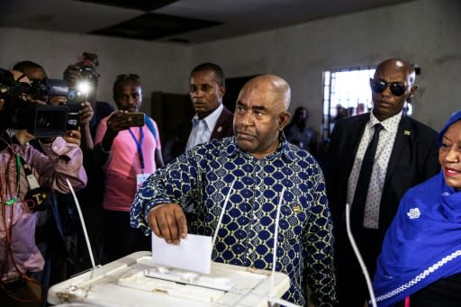 Comoros President Azali Assoumani cast his vote on Sunday