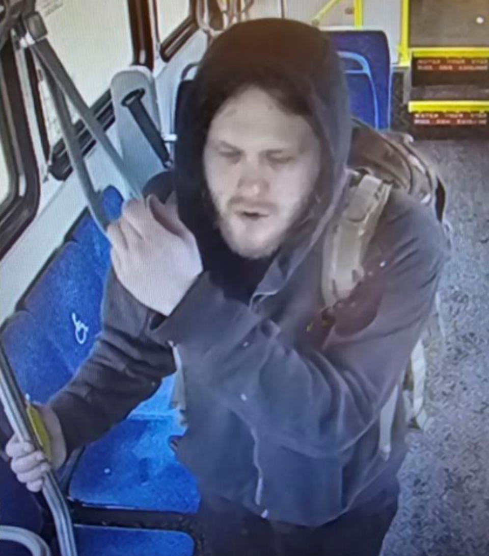 Maxwell Anderson, pictured here in surveillance footage taken from a bus, murdered Sade Robinson before dismembering her body and setting fire to her car and fleeing the area on a bus, police say (Milwaukee County Circuit Court)