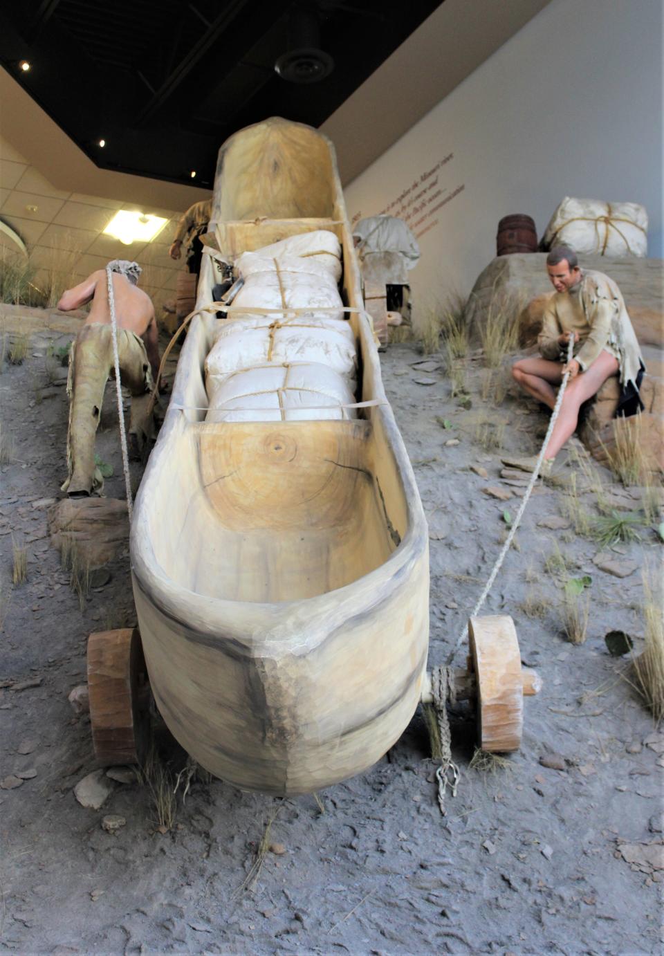 A life-sized diorama at the Interpretative Center depicts the hardships the Corp of Discovery faced making the portage around the Great Falls of the Missouri River in July of 1805.