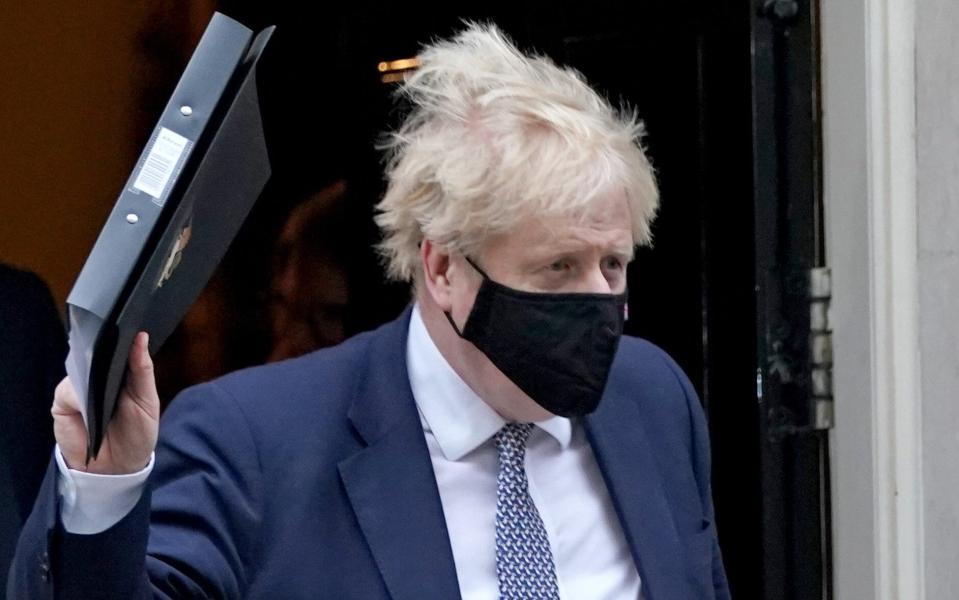 Boris Johnson leaving Downing Street earlier today before his statement on Ukraine - Stefan Rousseau/PA Wire