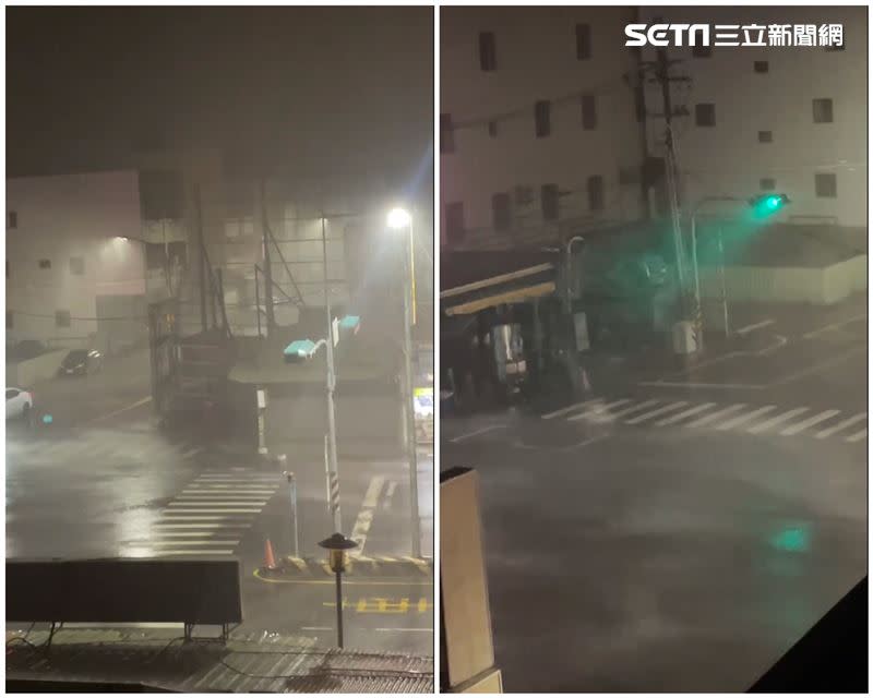 台南市安南區1日凌晨4時突然狂風暴雨。（圖／當事人提供）