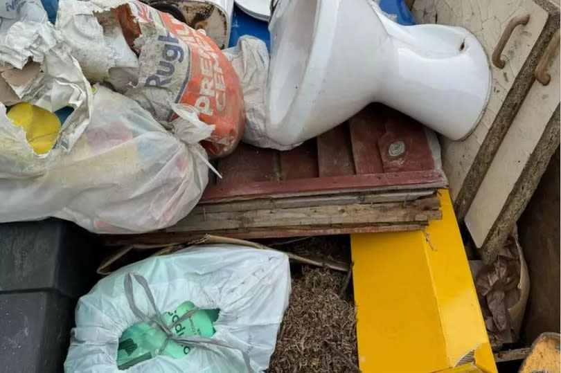 Dan Walker posted this picture of all the items dumped in the skip he hired and which was outside his home