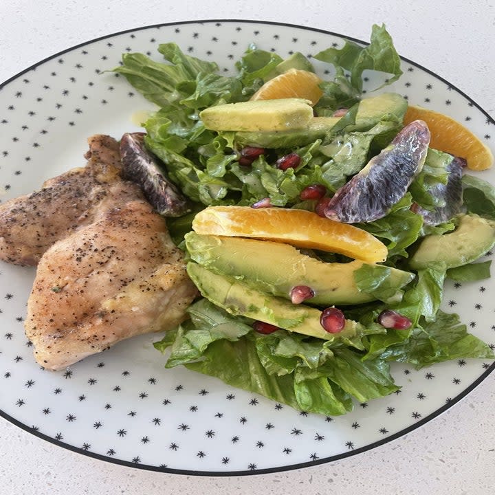 chicken and salad on a plate