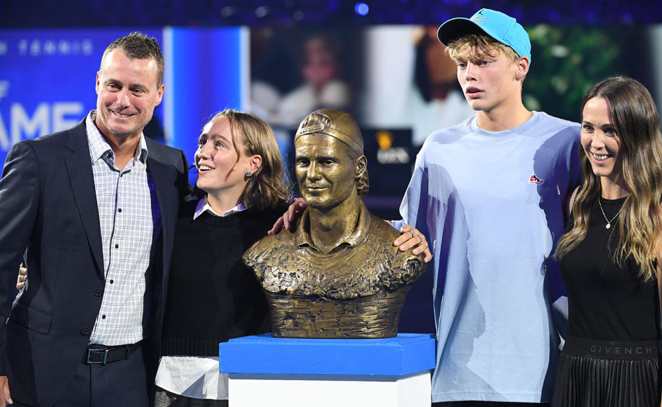 Lleyton Hewitt, pictured here with his family.