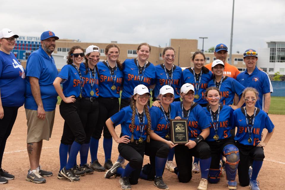 SS Seward celebrates their victory over Pine plaines in the Section 9 Class C Softball Championships in Middletown, NY on May 27, 2022. ALLYSE PULLIAM/For the Times Herald-Record